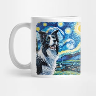 Starry Border Collie Dog Portrait - Pet Portrait Mug